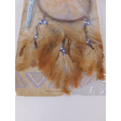 St. Joseph's Indian School Feather Dreamcatcher Brown Beaded Wall Hanging Decor