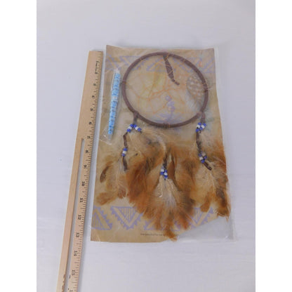 St. Joseph's Indian School Feather Dreamcatcher Brown Beaded Wall Hanging Decor