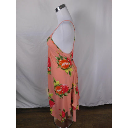 Red Lolly Brand Pink Floral Handkerchief Dress S - USA Made - Excellent