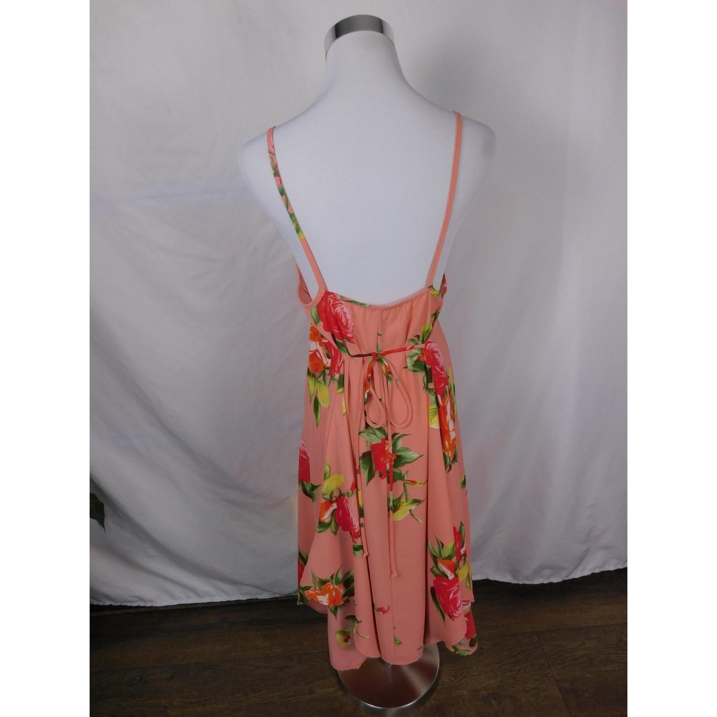 Red Lolly Brand Pink Floral Handkerchief Dress S - USA Made - Excellent