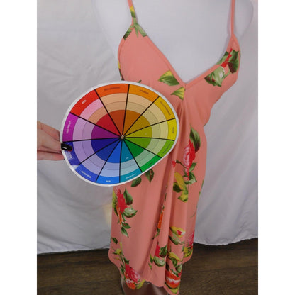 Red Lolly Brand Pink Floral Handkerchief Dress S - USA Made - Excellent