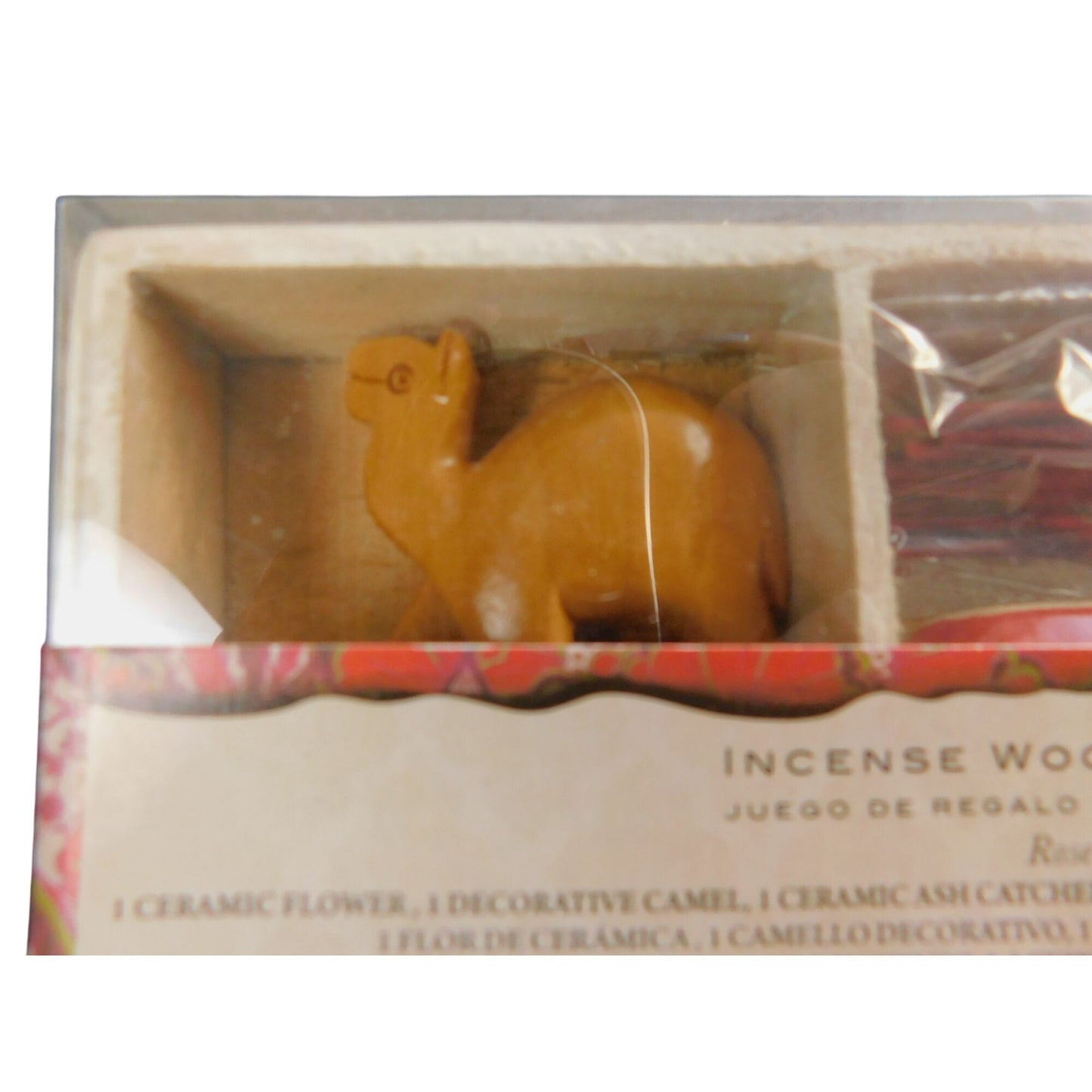 Rose Incense Gift Box – Carved Wood Camel Holder – New