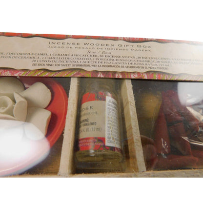 Rose Incense Gift Box – Carved Wood Camel Holder – New