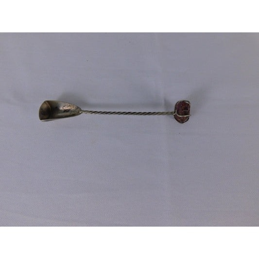Twisted Handle Cooking Spoon Red Stone Accent Silver Metal Rustic Kitchen Decor