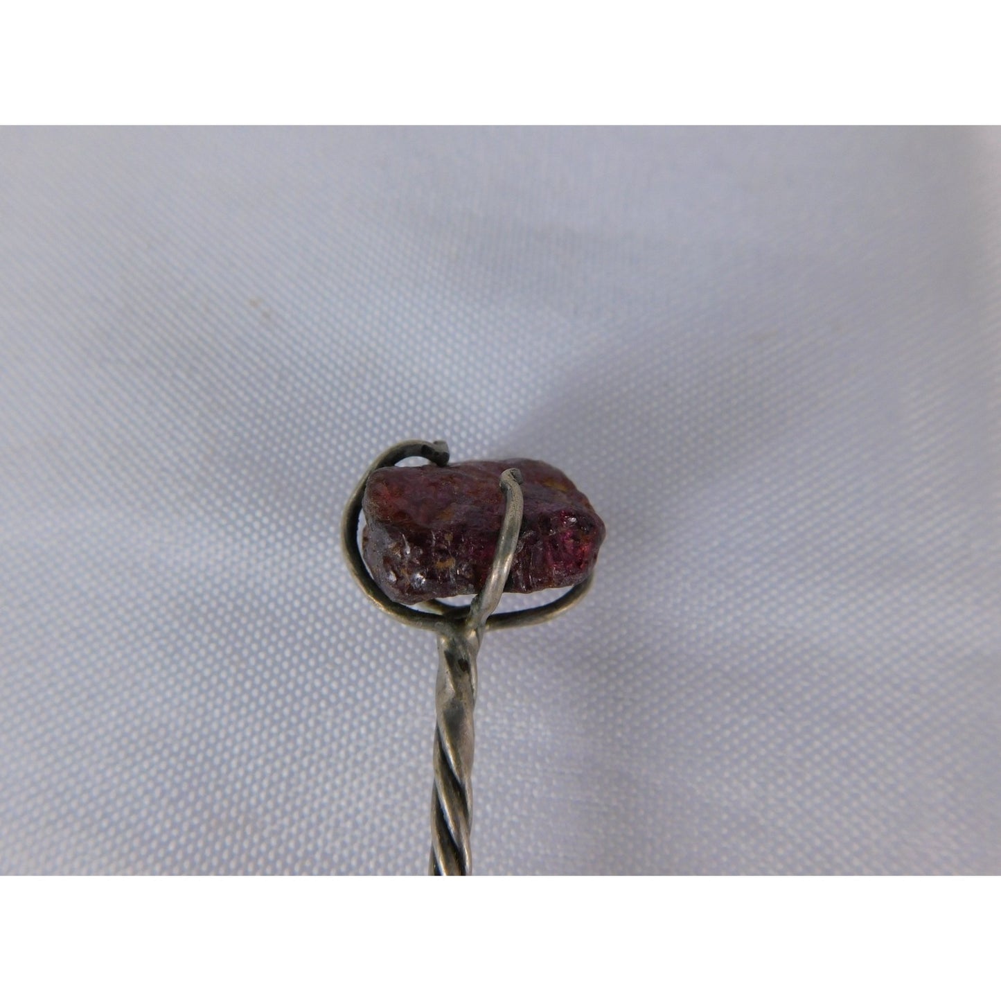 Twisted Handle Cooking Spoon Red Stone Accent Silver Metal Rustic Kitchen Decor