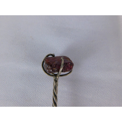 Twisted Handle Cooking Spoon Red Stone Accent Silver Metal Rustic Kitchen Decor