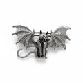 Bat Cat Barrette Womens Silver Metal Gothic Renfaire Hair Clip Accessory