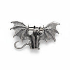 Bat Cat Barrette Womens Silver Metal Gothic Renfaire Hair Clip Accessory