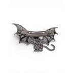 Bat Cat Barrette Womens Silver Metal Gothic Renfaire Hair Clip Accessory