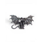 Bat Cat Barrette Womens Silver Metal Gothic Renfaire Hair Clip Accessory