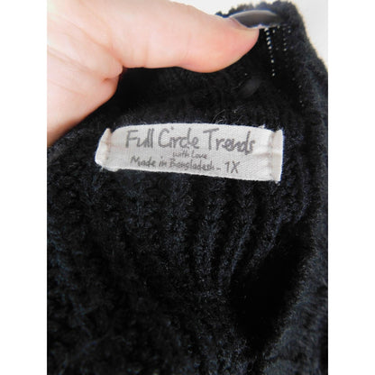 Full Circle Trends Black Knit Sweater 1X Gothic Witchcore