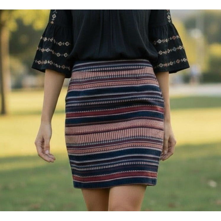 Hollister Rainbow Striped Mini Skirt S - Cotton Boho - Excellent