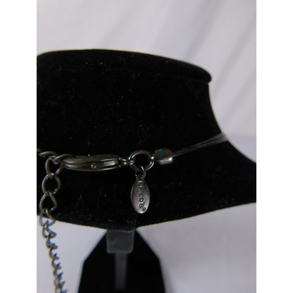 Vintage Sergio Lub Necklace Modernist Mixed Metal Pendant Adjustable Collar Chai