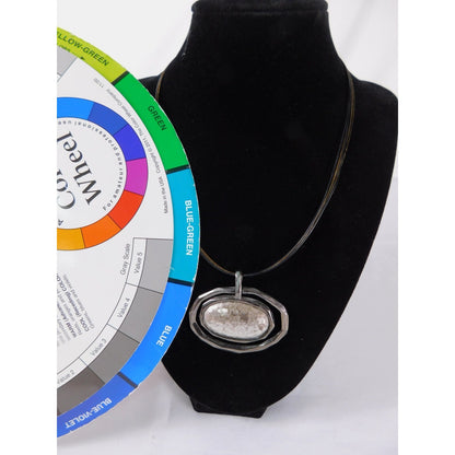 Vintage Sergio Lub Necklace Modernist Mixed Metal Pendant Adjustable Collar Chai