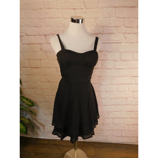 Lily Rose Black Sleeveless Chiffon Sweetheart Dress Jr XS NWT