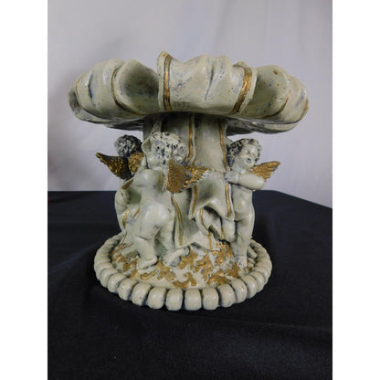 Baroque Cherub Compote Bowl 8" Gold Resin Pedestal