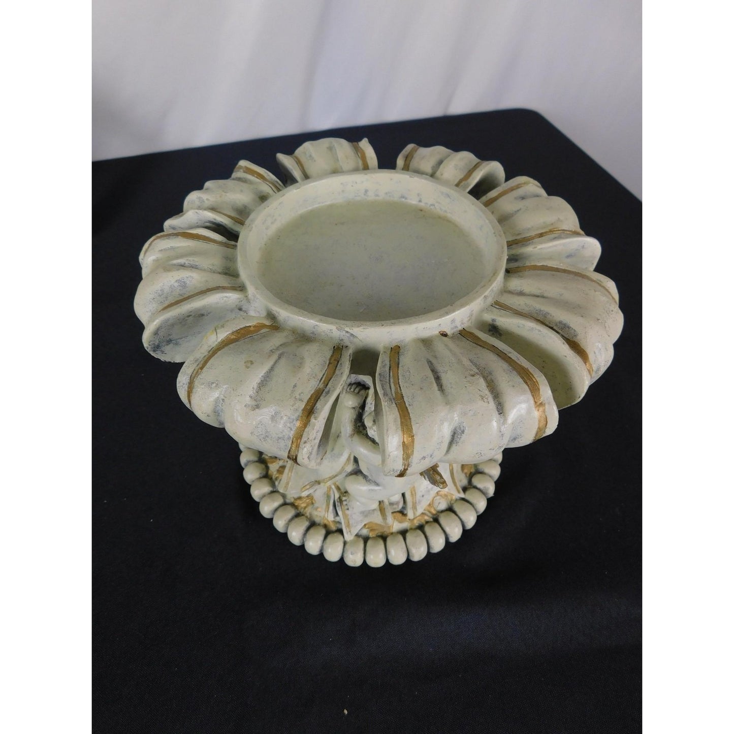 Baroque Cherub Compote Bowl 8" Gold Resin Pedestal