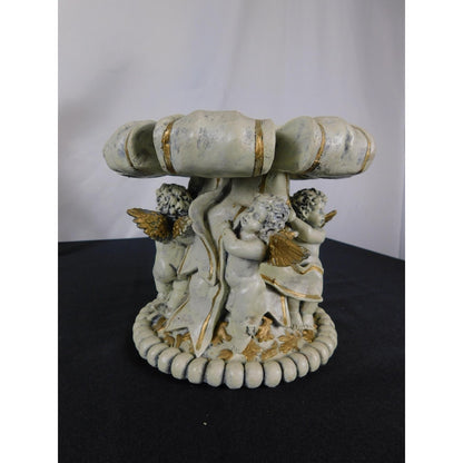 Baroque Cherub Compote Bowl 8" Gold Resin Pedestal