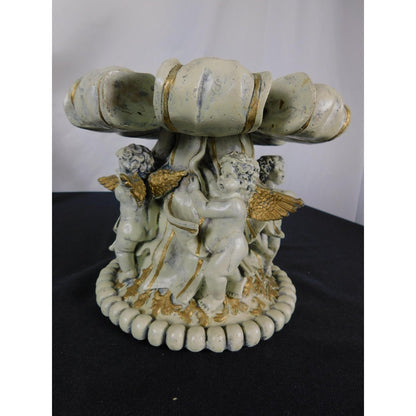 Baroque Cherub Compote Bowl 8" Gold Resin Pedestal