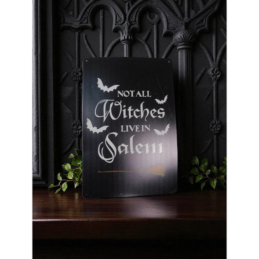 Not All Witches Live In Salem Halloween Metal Sign Gothic Witch Decor Wall Art