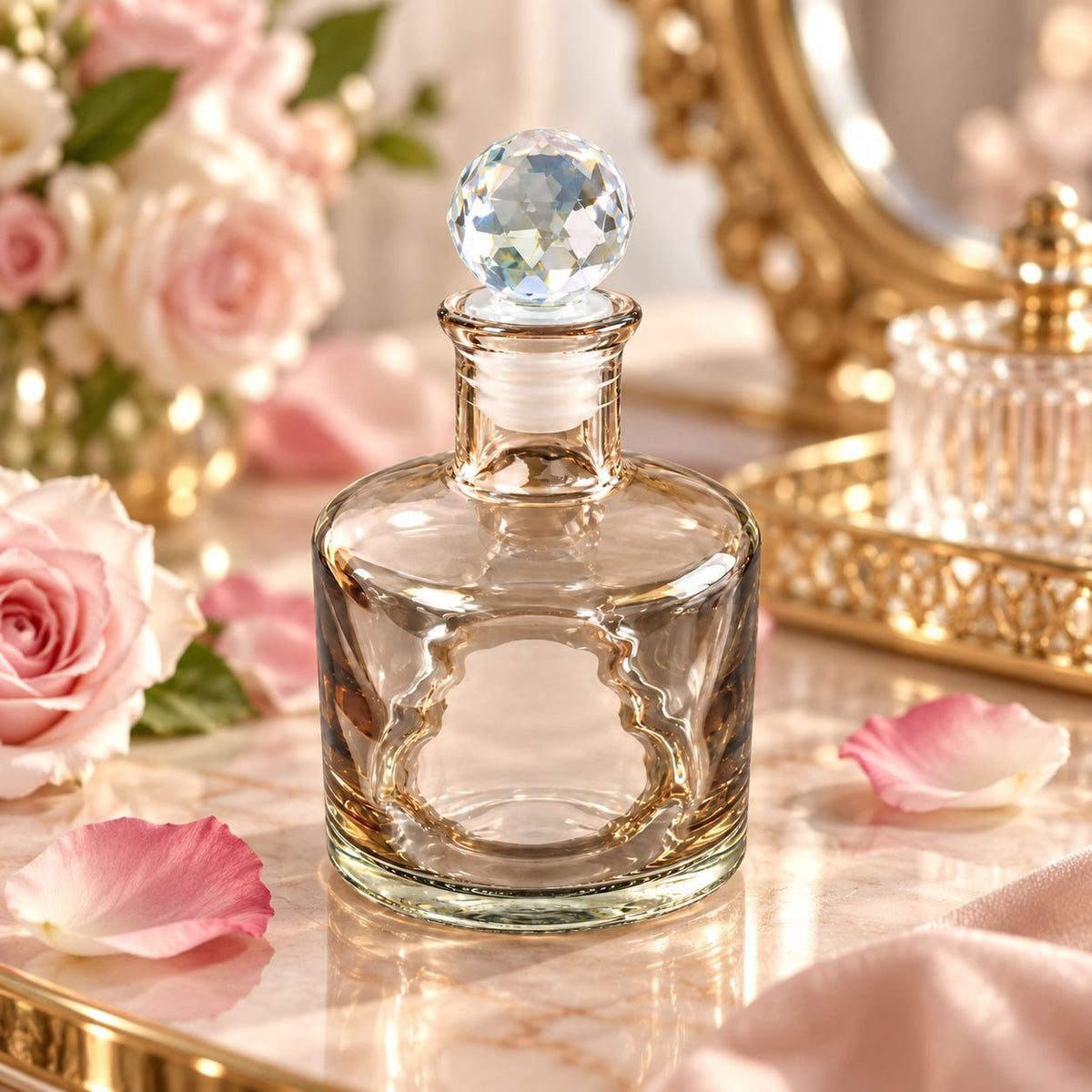 Crystal Stopper Ritual Bottle – Clear Glass, 5 Inch