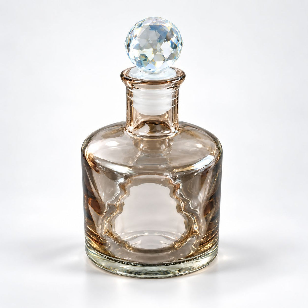 Crystal Stopper Ritual Bottle in clear glass with a spherical faceted crystal topper