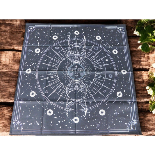 Celestial Moon Phase Altar Cloth 19x19 Tarot Mat Mystical Divination