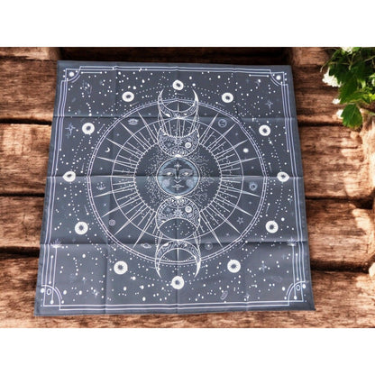 Celestial Moon Phase Altar Cloth 19x19 Tarot Mat Mystical Divination