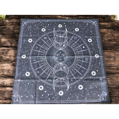 Celestial Moon Phase Altar Cloth 19x19 Tarot Mat Mystical Divination