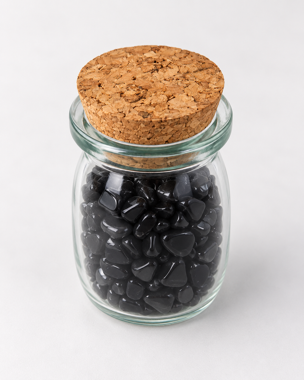 Black Obsidian Crystal Chips, 5 oz Glass Jar