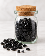 Black Obsidian Crystal Chips, 5 oz Glass Jar