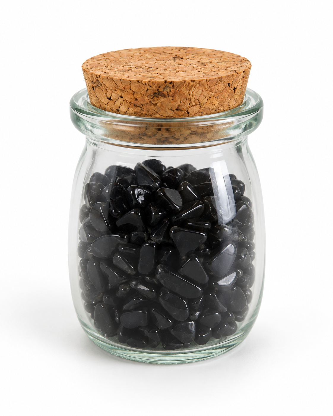 Black Obsidian Crystal Chips, 5 oz Glass Jar