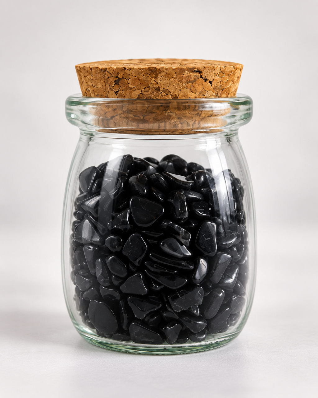 Black Obsidian Crystal Chips, 5 oz Glass Jar