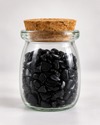 Black Obsidian Crystal Chips, 5 oz Glass Jar