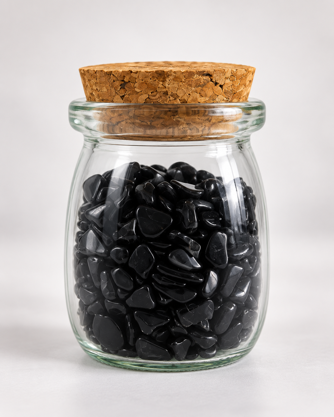 Black Obsidian Crystal Chips, 5 oz Glass Jar