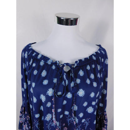 Style & Co 2XL Blue Floral Off Shoulder Peasant Boho Witch