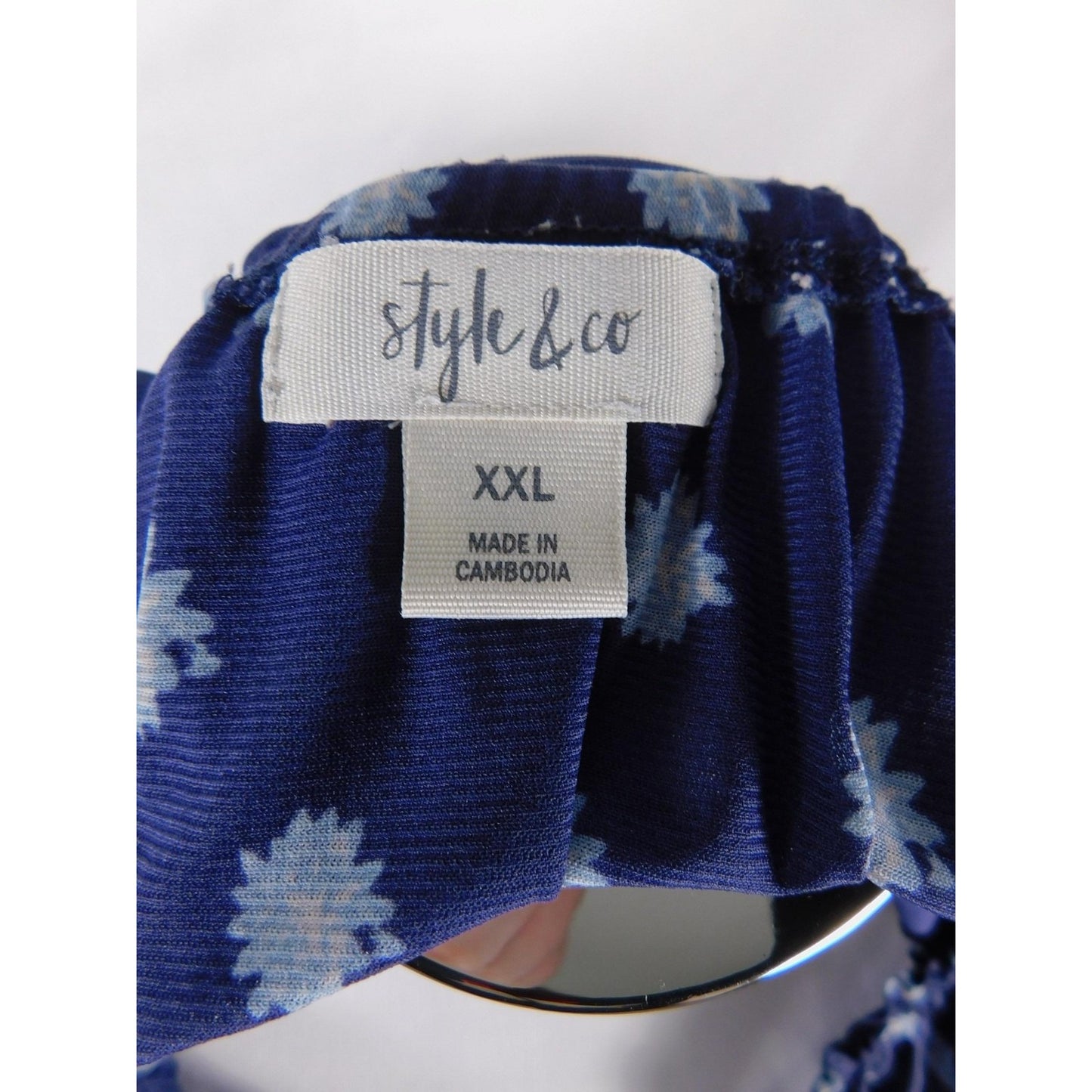 Style & Co 2XL Blue Floral Off Shoulder Peasant Boho Witch