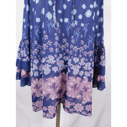 Style & Co 2XL Blue Floral Off Shoulder Peasant Boho Witch
