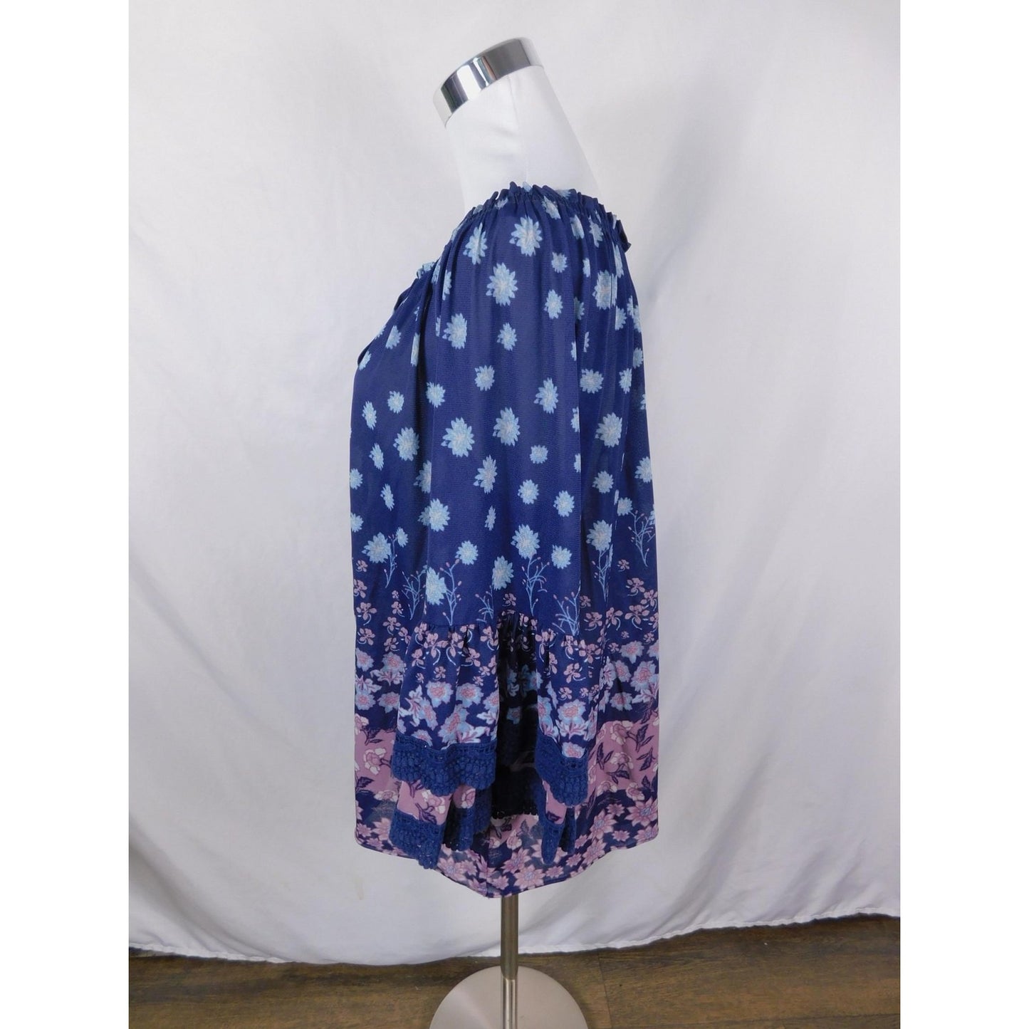 Style & Co 2XL Blue Floral Off Shoulder Peasant Boho Witch