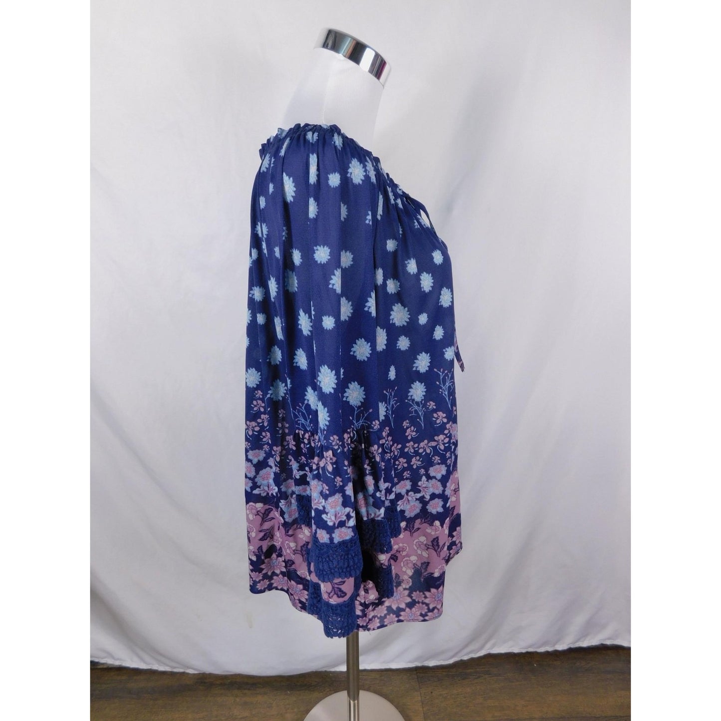 Style & Co 2XL Blue Floral Off Shoulder Peasant Boho Witch
