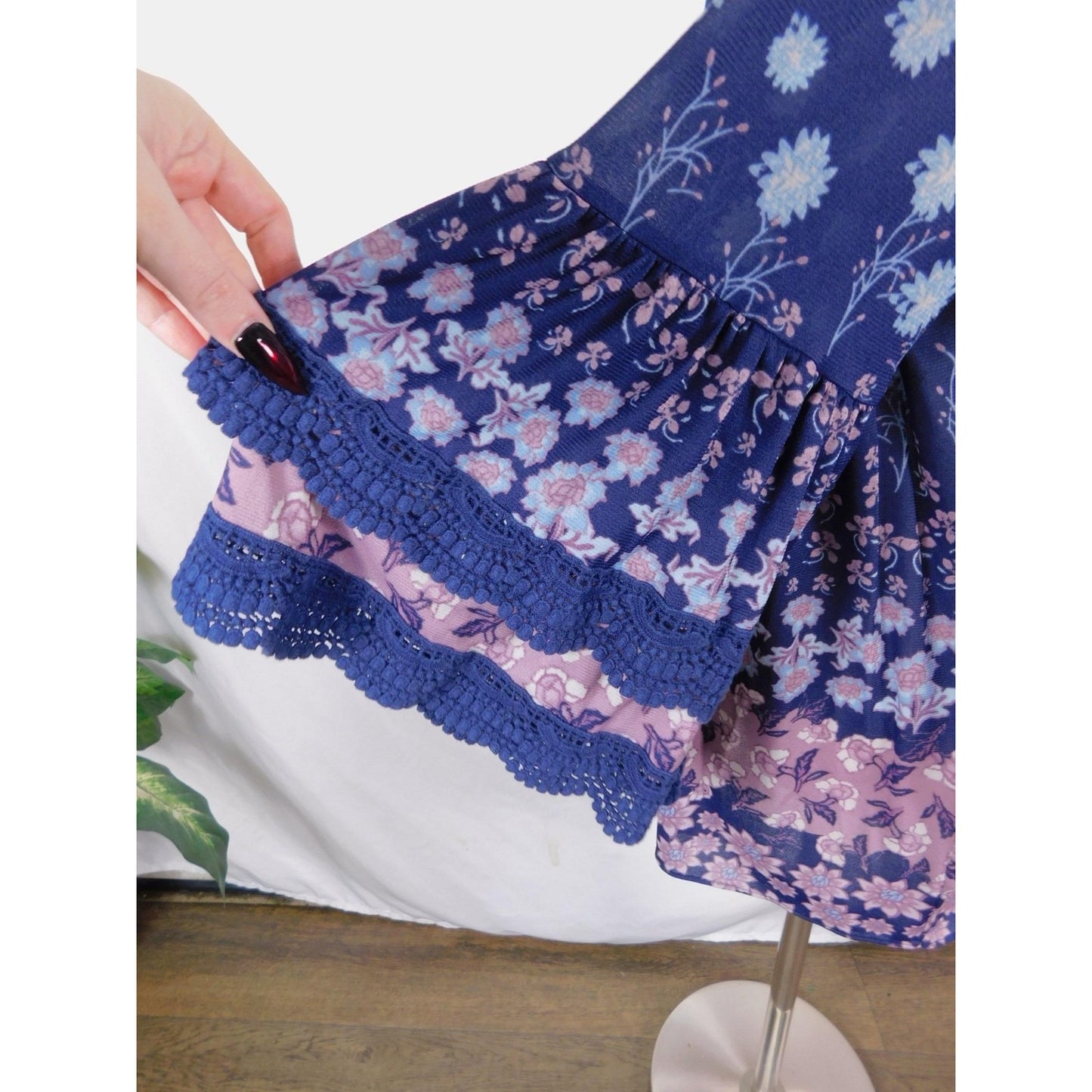 Style & Co 2XL Blue Floral Off Shoulder Peasant Boho Witch