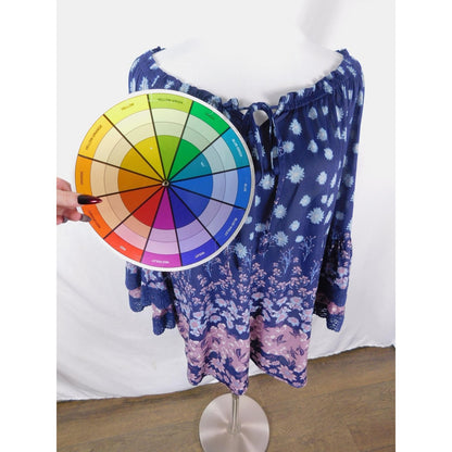 Style & Co 2XL Blue Floral Off Shoulder Peasant Boho Witch