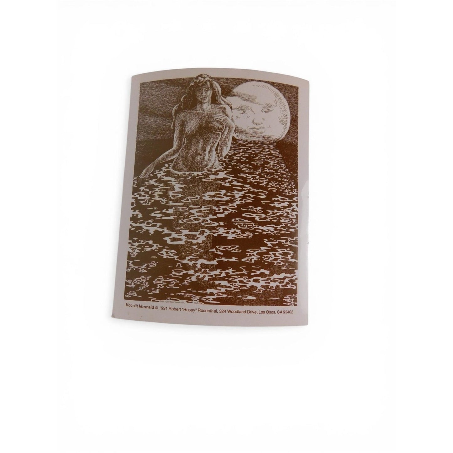 Vintage Robert Rosey Rosenthal Moonlit Mermaid Nude Fantasy Print Small 1991