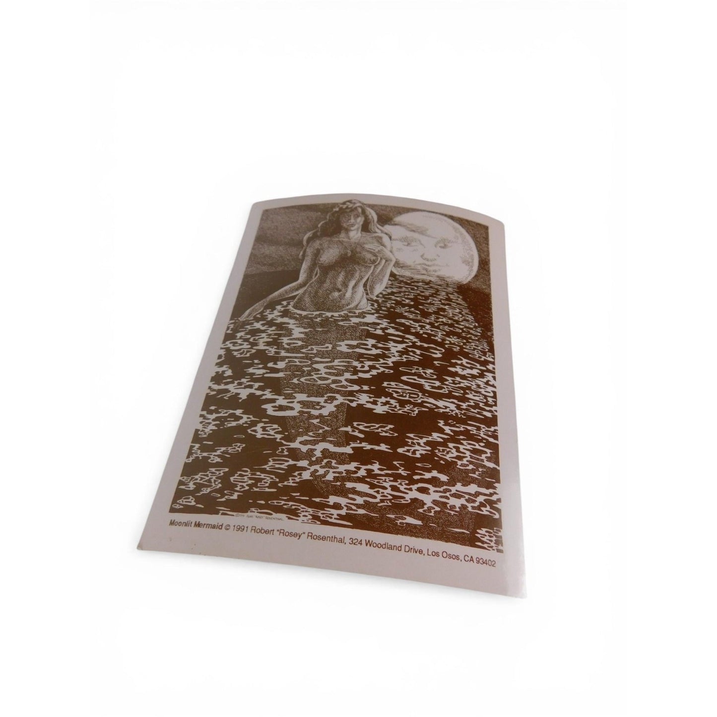 Vintage Robert Rosey Rosenthal Moonlit Mermaid Nude Fantasy Print Small 1991