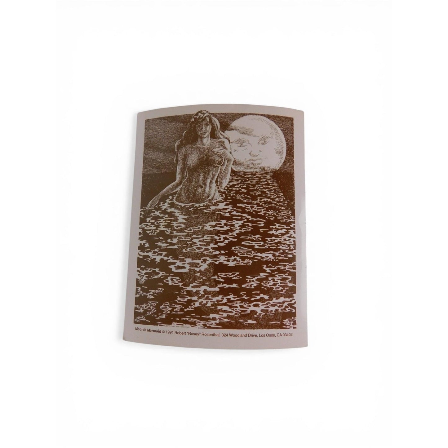 Vintage Robert Rosey Rosenthal Moonlit Mermaid Nude Fantasy Print Small 1991