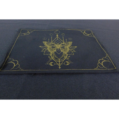 Black Canvas Zipper Pouch With Gold Moth Design