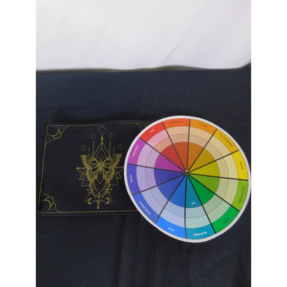 Black Canvas Zipper Pouch With Gold Moth Design