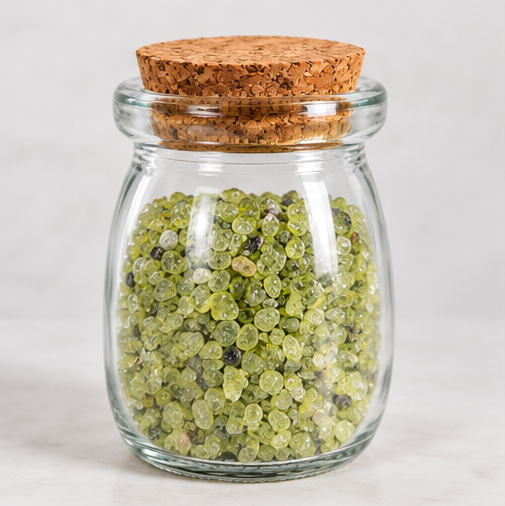 Peridot Crystal Chips, 5 oz Glass Jar