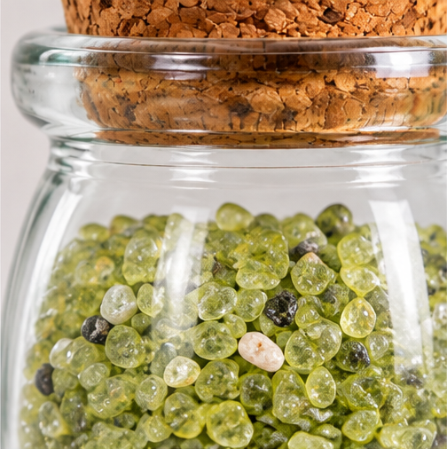 Peridot Crystal Chips, 5 oz Glass Jar