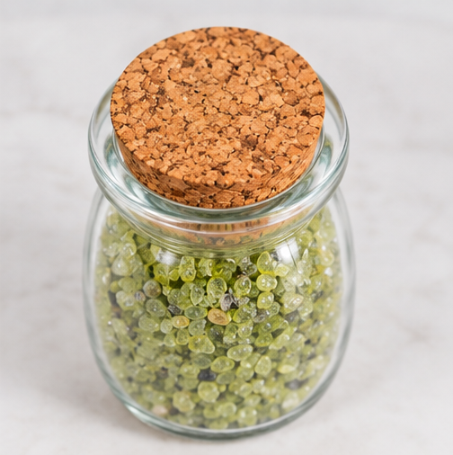 Peridot Crystal Chips, 5 oz Glass Jar